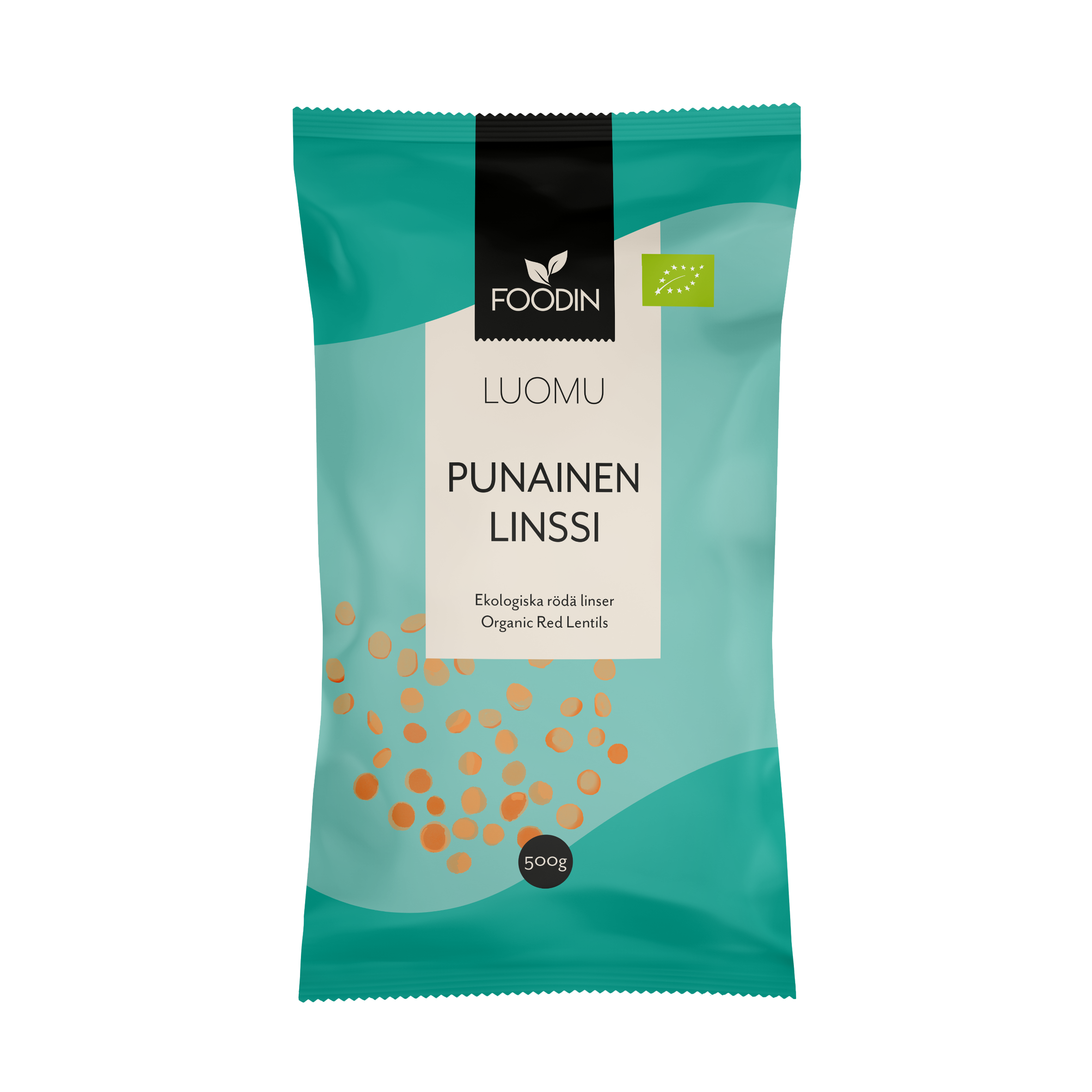 Foodin Punainen linssi, luomu 500 g pakkaus