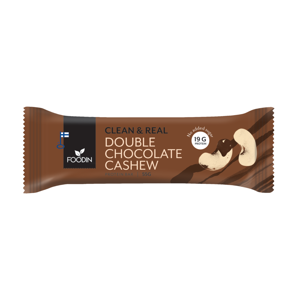Clean & Real Protein Bar Double Chocolate Cashew, proteiinipatukka, välipala, patukka