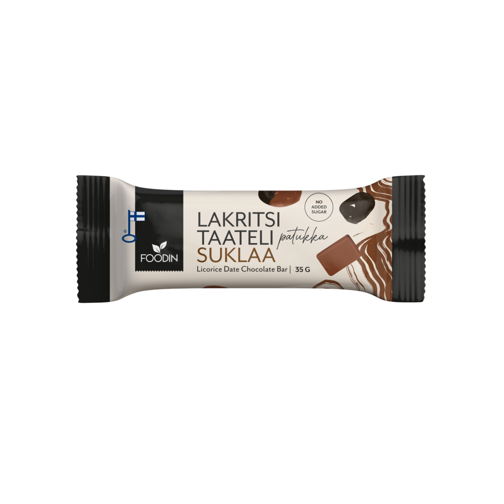 Lakritsitaatelipatukka Suklaa 35g, välipalapatukka, patukka, lakritsi, lakritsisuklaa